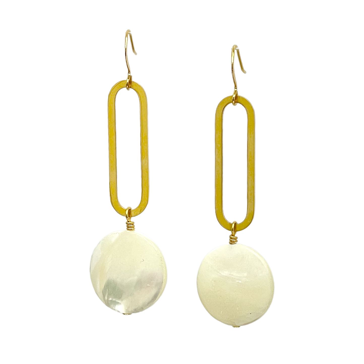 ER-556 | Large Moons, Mother of Pearl Geo Earrings