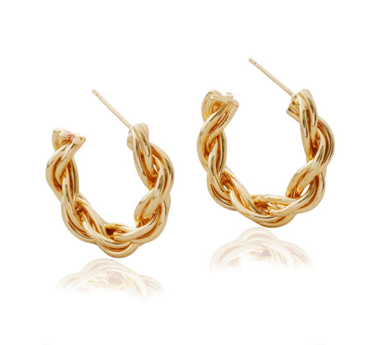 Anita Chunky Braided Gold Hoops - Sunday Girl by Amy DiLamarraEarrings