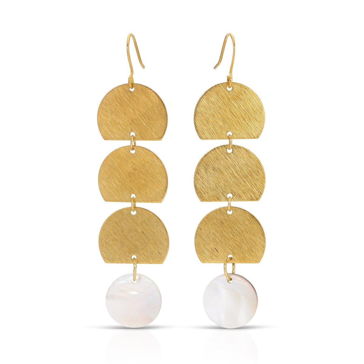 Aurora Textured Brass & Shell Dangle Earrings - Sunday Girl by Amy DiLamarraEarrings