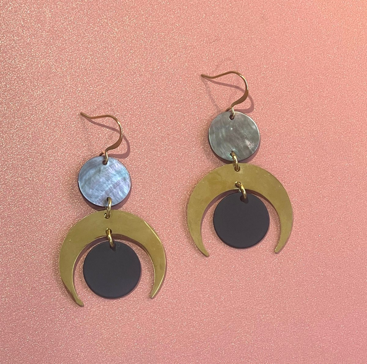 Eclipse Moon Earrings - Dark Shell - Sunday Girl by Amy DiLamarraEarrings