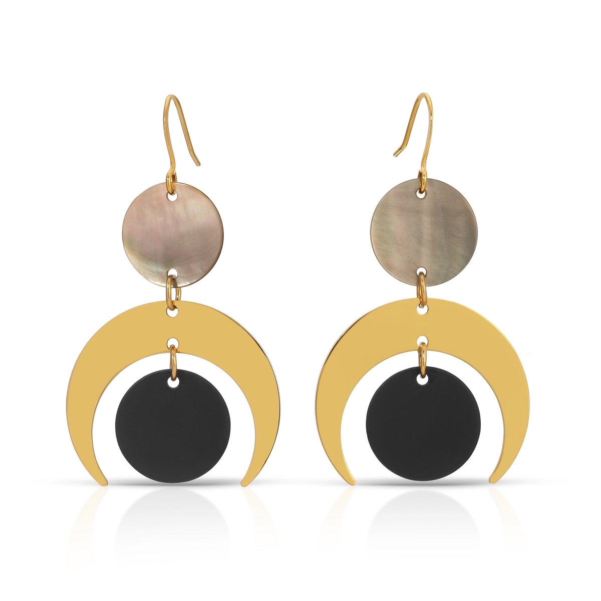 ER - 653 - B | Eclipse Moon Earrings - Dark Shell - Sunday Girl by Amy DiLamarraEarrings