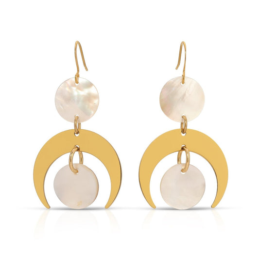 ER - 653 - W | Eclipse Moon Earrings - White Shell - Sunday Girl by Amy DiLamarraEarrings