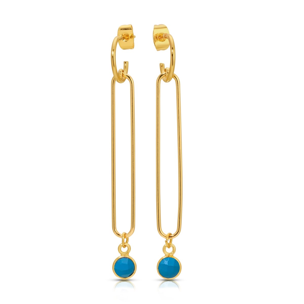 Looper Gold Dangle Earrings with Gemstone Drop - 8 Colors - Sunday Girl by Amy DiLamarraEarrings