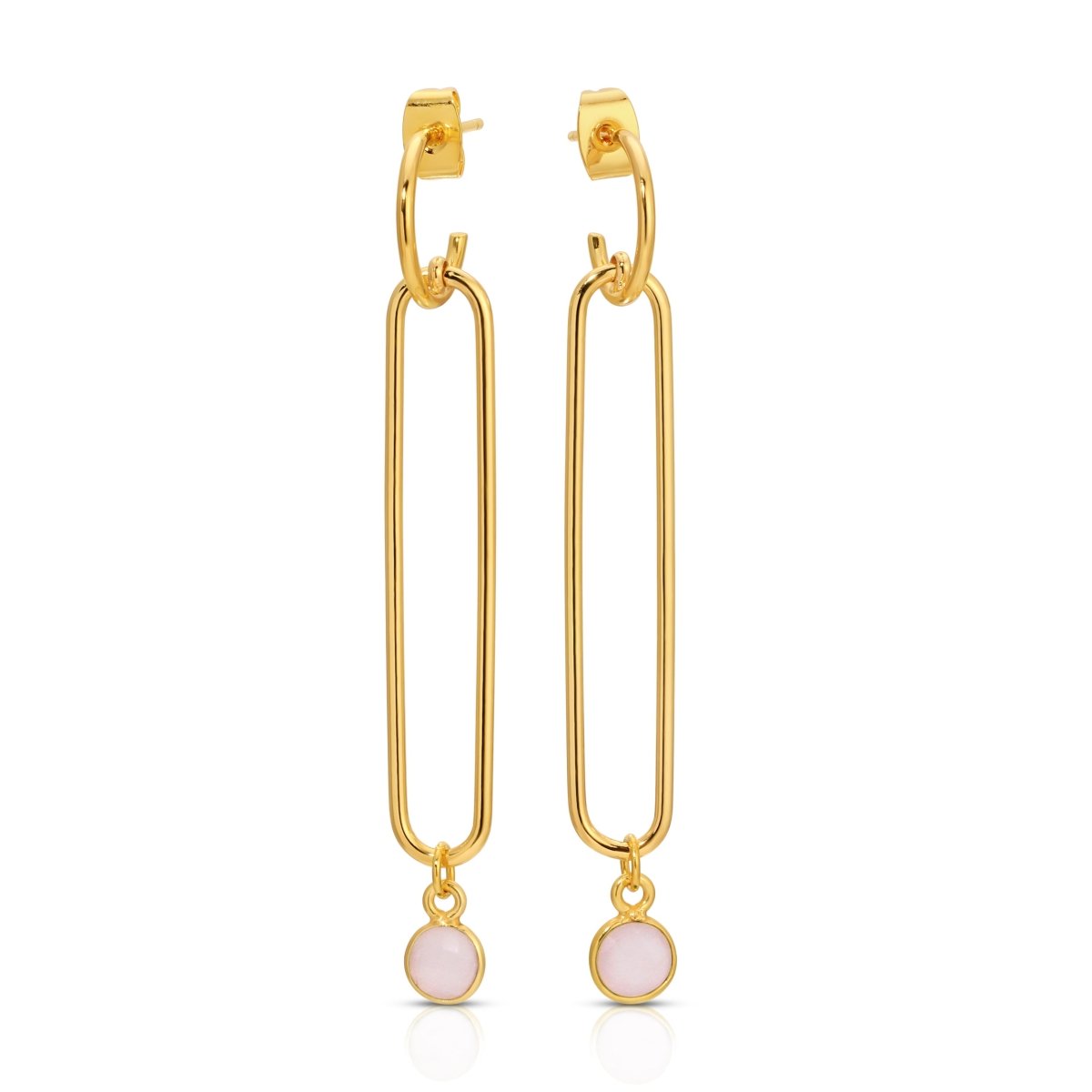 Looper Gold Dangle Earrings with Gemstone Drop - 8 Colors - Sunday Girl by Amy DiLamarraEarrings