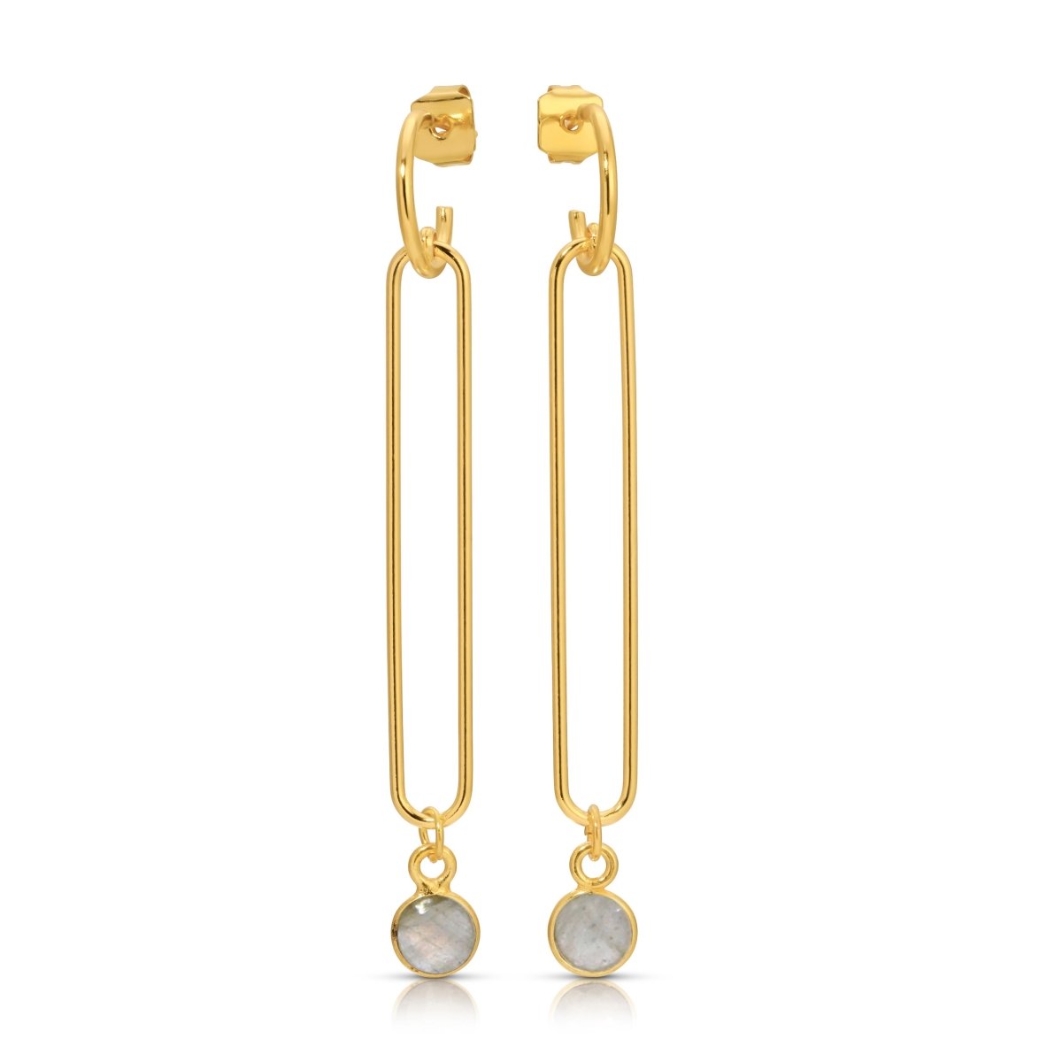 Looper Gold Dangle Earrings with Gemstone Drop - 8 Colors - Sunday Girl by Amy DiLamarraEarrings