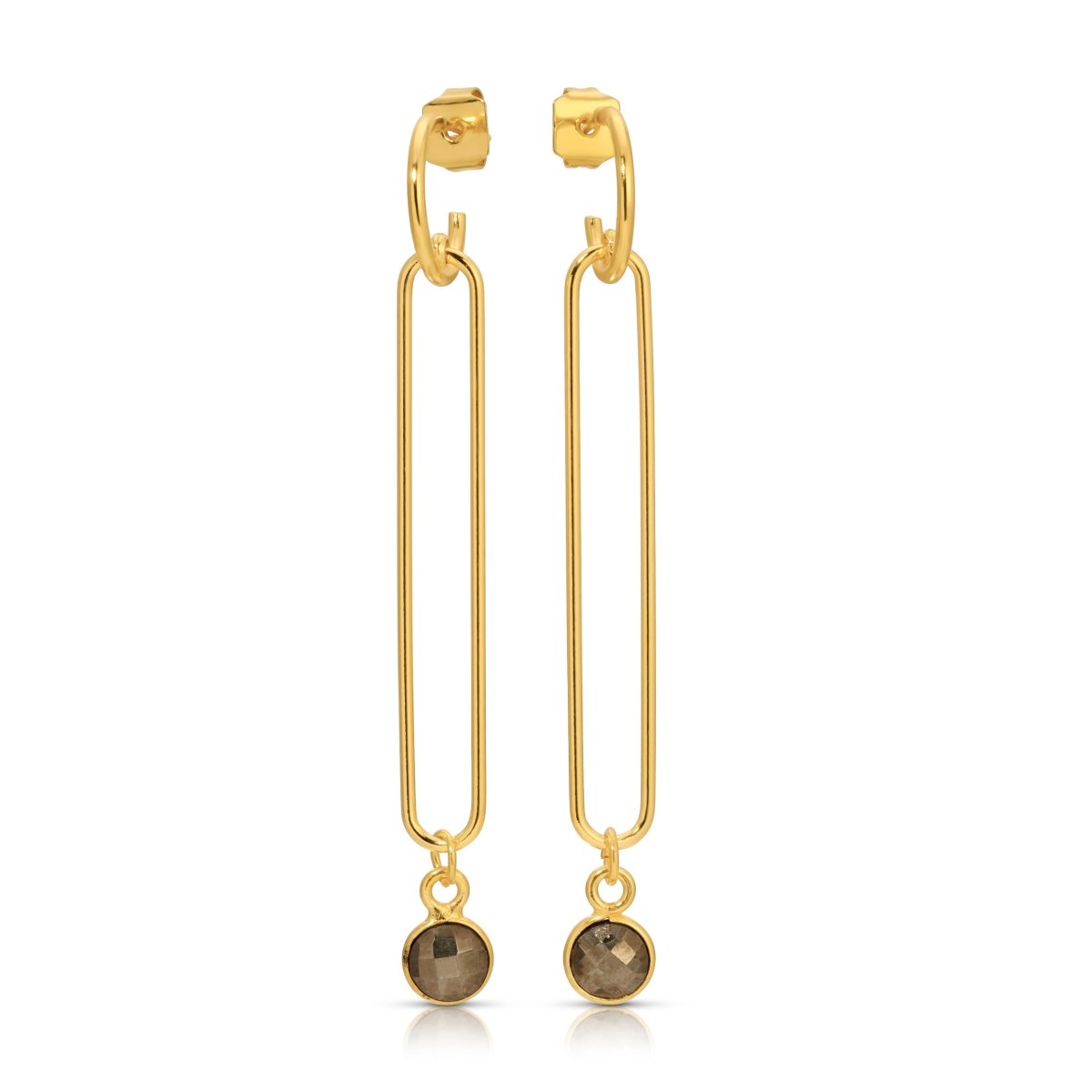 Looper Gold Dangle Earrings with Gemstone Drop - 8 Colors - Sunday Girl by Amy DiLamarraEarrings