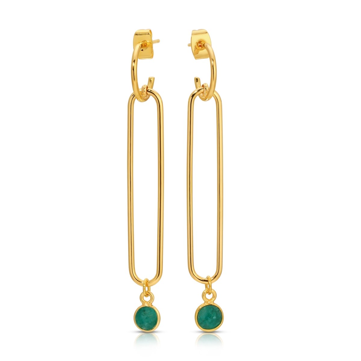 Looper Gold Dangle Earrings with Gemstone Drop - 8 Colors - Sunday Girl by Amy DiLamarraEarrings