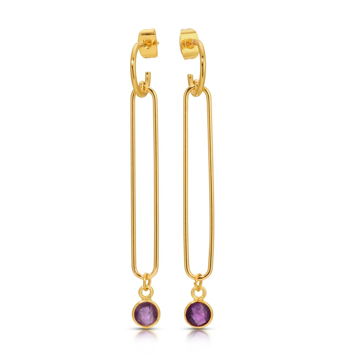 Looper Gold Dangle Earrings with Gemstone Drop - 8 Colors - Sunday Girl by Amy DiLamarraEarrings