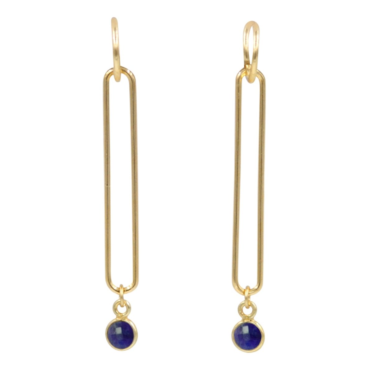 Looper Gold Dangle Earrings with Gemstone Drop - 8 Colors - Sunday Girl by Amy DiLamarraEarrings