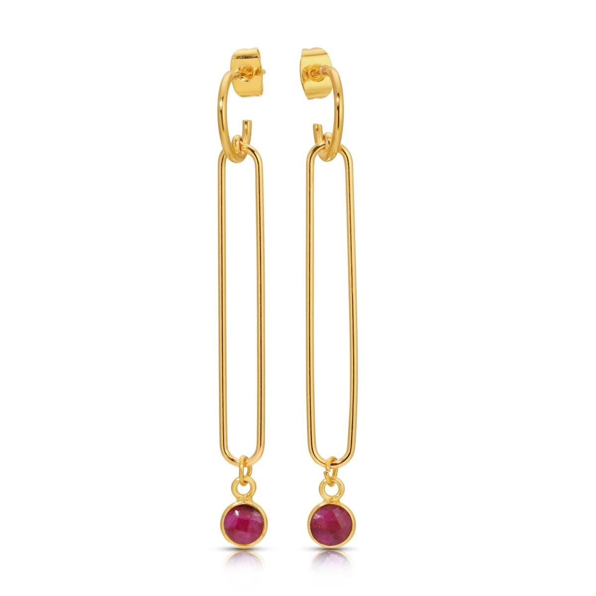 Looper Gold Dangle Earrings with Gemstone Drop - 8 Colors - Sunday Girl by Amy DiLamarraEarrings