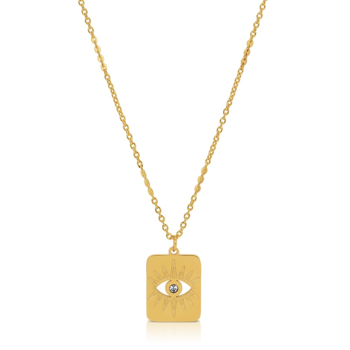 NK - 582 | Engraved Eye with CZ Tag pendant necklace - Sunday Girl by Amy DiLamarraNecklace