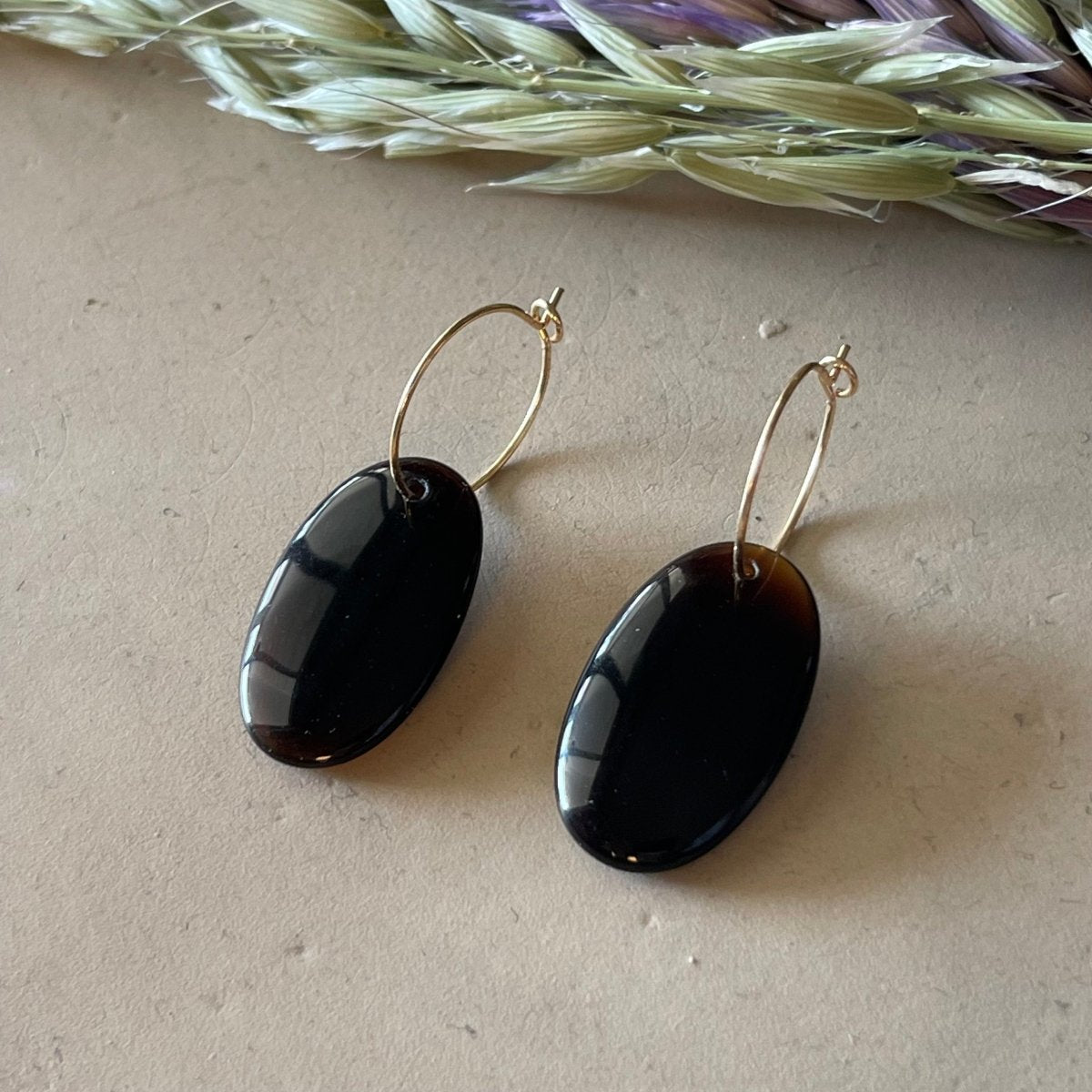 Smoky quartz oval bead hoops - Sunday Girl by Amy DiLamarraEarrings