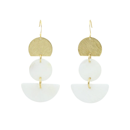 Vienna brass and Mother of Pearl Geo earrings - Sunday Girl by Amy DiLamarraEarrings
